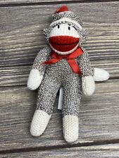 Vintage Season Of Cannon Falls Plush Sock Monkey Red Bow Christmas Ornament 5.5” picture
