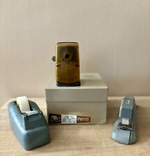 Vintage 70s Desk Accessories Bostonette Pencil Sharpener Tape Dispenser Stapler picture