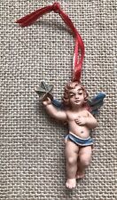 Vintage Italy Resin Cherub Angel Holding Star Christmas Ornament Festive Holiday picture