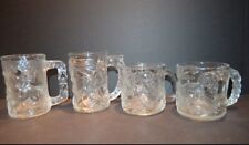 Vintage McDonalds 1995 Batman Forever Complete Set of 4 Embossed Glass Mugs picture