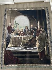 Chatham Last Supper Throw Blanket Vintage Religious Tapestry Jesus Church Christ picture
