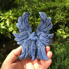 1pc Natural Blue Aventurine Quartz Hand Carved Angel Skull Crystal Reiki Decor picture