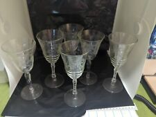 Etched Elegant GlassWine Vintage Six Stems Goblets Two Different Patterns 3&3  picture