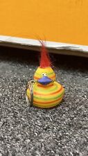 American Heart Association Striped Rubber Duck With Hair Keychain RARE AHA picture