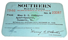 1946  SOUTHERN RAILWAY COMPANY EMPLOYEE PASS  #23087 picture