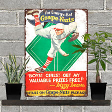 1930s Grape Nut Dizzy Dean Baseball Advertising Metal Sign 9x12 60072 picture