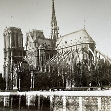 Antique 1920s Notre Dame Cathedral Church Paris Stereoview Photo Card V2947 picture