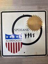 RARE Spokane Washington 1970s “All American City” Authentic Street Sign Retired  picture