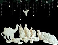 Vtg Ceramic Traditional 15pc Nativity Set Grey Tone Crazing 1987 G. Cox picture