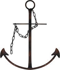 Nautical Anchor Wall Decor, Antique Metal Anchor Art Wall Decor With Chain for B picture