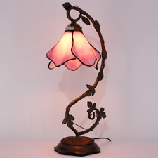 Tiffany Style Pink Flower Petals Stained Glass Table Lamp picture