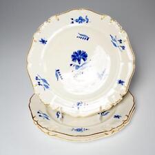 Robert Bloor Derby Dinner Plates Blue Cornflower White Antique C 1830 Set of 3 picture