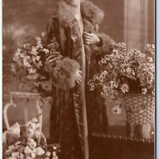c1910s Classy Young Lady RPPC Fur Coat Robe Seductive Real Photo Woman Girl A160 picture