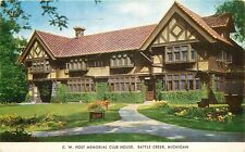 C W Post Memorial Club House Battle Creek Michigan MI Postcard picture