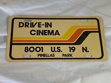 Vtg 1970s DRIVE IN CINEMA Movie THEATER SIGN- License Plate 8001 US 19 Florida￼ picture
