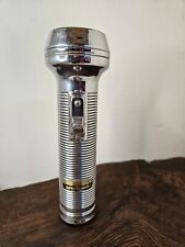 Vintage 1960s Ray-O-Vac Sportsman Flashlight Ribbed Stainless Steel Works Great picture