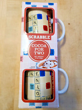 2018 SET of 2 Hasbro Scrabble Tile Game Board Ceramic Coffee Mugs Cocoa Open box picture