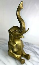 Vintage Solid Brass Joyful Elefant Hollywood Regency Ornate Statue 8.5