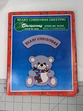 Beary Greeting Sign Wood 1987 Christmas Around the World 12 Inch picture