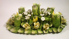 Mira Porcelain FLORAL 5 CANDLE Centerpiece VINTAGE Italy Green White Florals picture