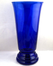 Vintage Mid Century 1970's Smooth Outside Ribbed Inside Vase Cobalt Blue 14 1/4