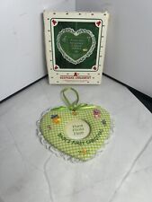 Hallmark 1986 Baby's First Christmas photo holder heart fabric Ornament picture
