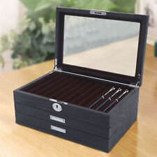 12/23/34 Slot Wood Fountain Pen Display Case Holder Storage Collector Box Velvet picture