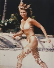 Christie Brinkley Busty Leggy Wet White Bikini Pin Up Vintage 8x10 Color Photo picture