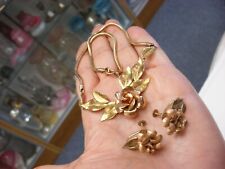 Vintage Krementz Floral Design Necklace & Screw Back Earrings Set #B256 picture