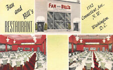 Fan and Bill's Restaurant, Washington, D.C., Early Linen Postcard, Unused picture