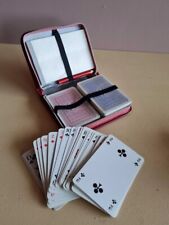 Vintage Romme Canasta Playing Cards Two Decks Red Leather Case picture