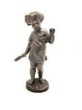 Vintage Bronze Bacchus Putti or Boy Harvesting Grapes 8” Sculpture picture