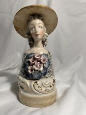 Vintage CORDEY Victorian Lady Bust Figurine Porcelain Hat Flowers 1940-50s picture