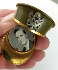 RARE WWII US Military FIGURAL Officers Hat Cap Sweetheart Pin LOCKET Brooch picture