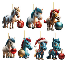 Horse Christmas Ornament Cute Horse Hang Christmas Decorations 2D  picture