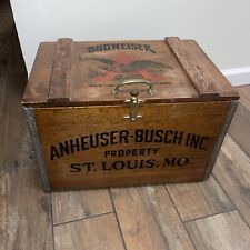 Vintage BUDWEISER Beer ANHEUSER-BUSCH INC. Hinged Wood Box Advertising Crate picture