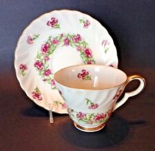 Lefton Tea Cup And Saucer - January - Carnation - Unused With Sticker - Japan picture