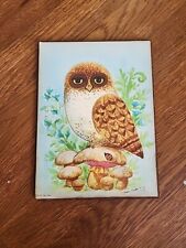 Vintage 70s Owl Mushroom Wall Plaque Picture Steven Halliday MCM picture