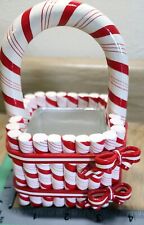 Vintage Christmas Candy Cane Square Shape Ceramic Basket Décor Very Nice See Pic picture
