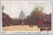 Washington DC, Pennsylvania Ave Street View & US Capitol 1907, Vintage Postcard picture