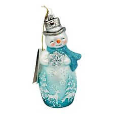 Hallmark Heritage 2016 Winter's Snowman Blown Glass Ornament With Tag Super RARE picture