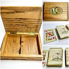 ENESCO Vintage Wooden Playing Card Duck Box With Vintage Japanese Cards picture