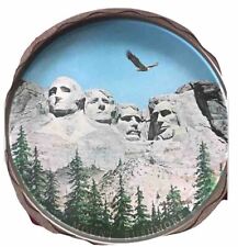 Vtg Mt Rushmore TRAY Round Tin Black Hills South Dakota Metal 11” Souvenir Dad picture