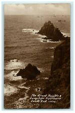1924 Armed Knights & Longships Lighthouse Lands End Cornwall England Postcard picture