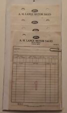 Vtg Ford Car Dealer Blank Sales Receipts, A.H. Lange Motor Sales, 4,  Dundee MI. picture