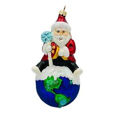 Christopher Radko It’s A Stardust World Santa Glass Christmas Ornament 5.5” picture