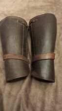 WW2 Vintage Military WWII Leather Cavalry Riding Calf Guards Shin Gaiters picture