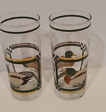 Vintage Set of 2 Libbey Mallard Highball Glasses with 22K Gold Trim, Ducks picture