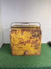 Vintage Yellow Metal SQUIRT Soda Cooler Embossed letter Great Patina Rusty Charm picture