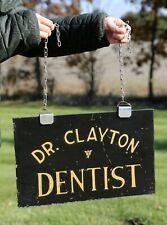 vintage antique medical dentist sign glass hanging window advertising oddity doc picture